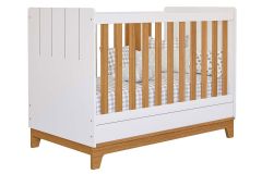 Berço Infantil Biscoito 2 em 1 Permóbili Baby - Branco/Nature