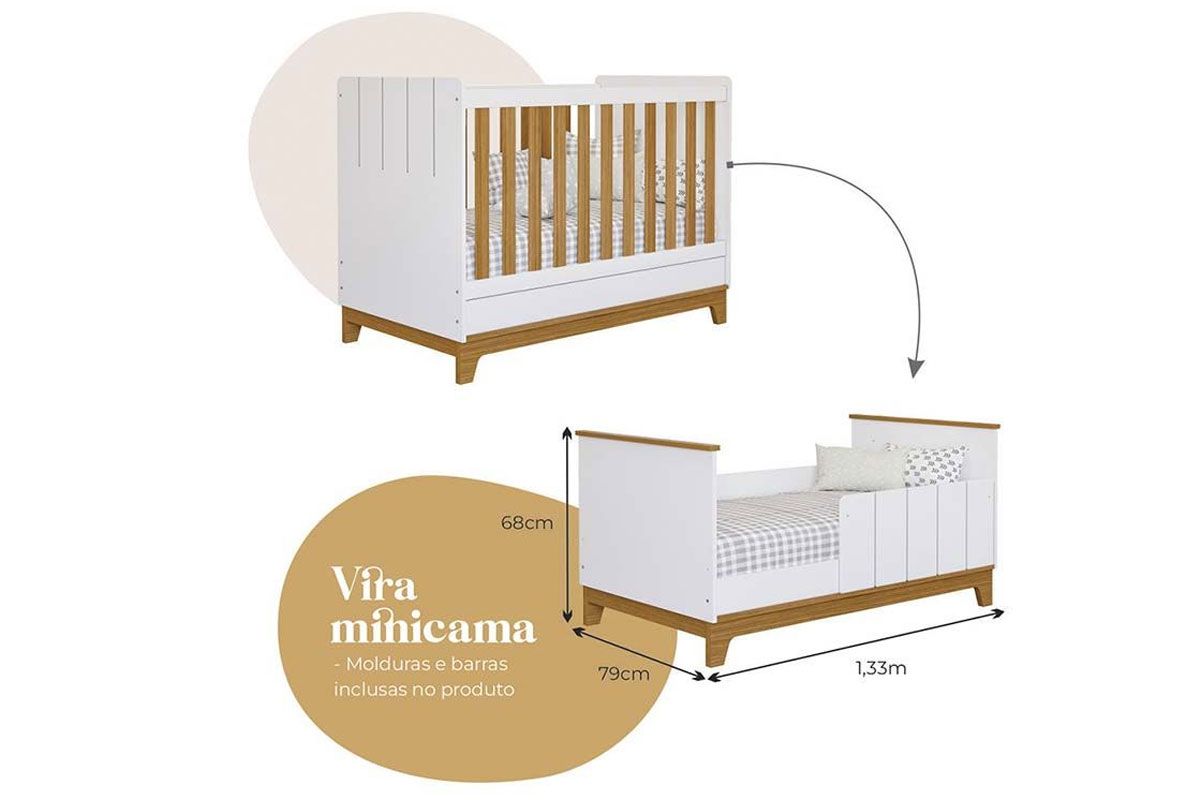 Berço Infantil Biscoito 2 em 1 Permóbili Baby