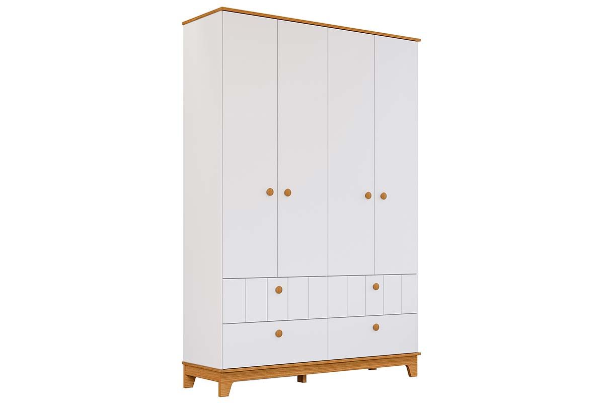 Guarda Roupa Infantil c/4 Portas e 4 Gavetas Biscoito Permóbili BabyBranco/Nature