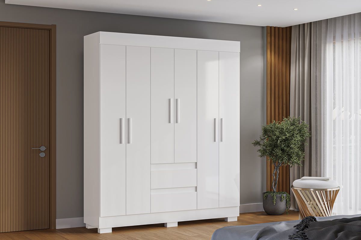 Guarda Roupa Solteiro 6 Portas e 2 Gavs Maya Plus ACP
