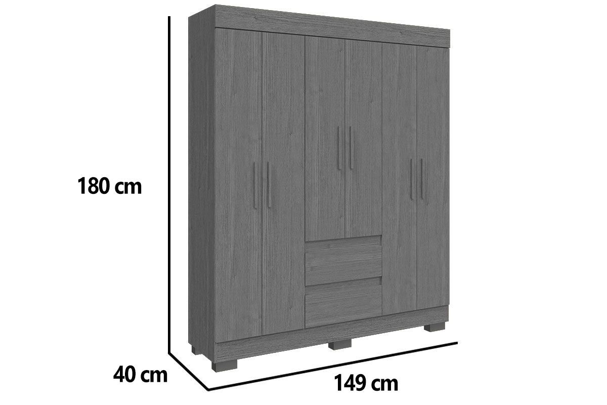 Guarda Roupa Solteiro 6 Portas e 2 Gavs Maya Plus ACP Guarda Roupa Solteiro 6 Portas e 2 Gavs Maya Plus ACP