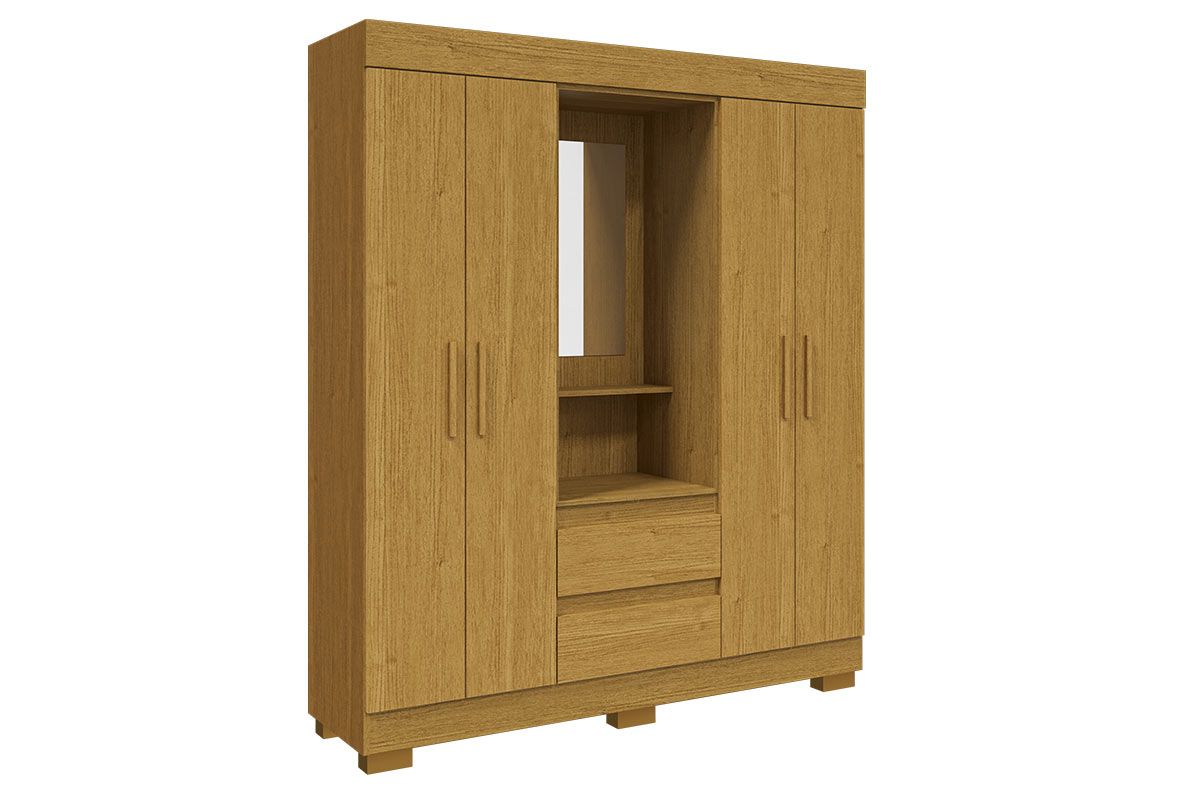 Guarda Roupa Solteiro 4 Portas e 2 Gavs c/1 Espelho Isabely Plus ACP Guarda Roupa Solteiro 4 Portas e 2 Gavs c/1 Espelho Isabely Plus ACP