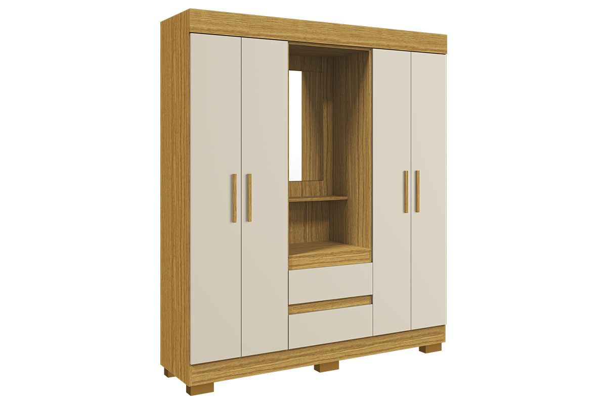 Guarda Roupa Solteiro 4 Portas e 2 Gavs c/1 Espelho Isabely Plus ACP Guarda Roupa Solteiro 4 Portas e 2 Gavs c/1 Espelho Isabely Plus ACP