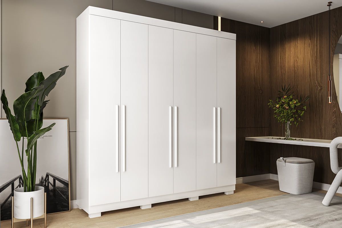 Guarda Roupa Casal 6 Portas e 3 Gavetas Ágata ACPBranco Guarda Roupa Casal 6 Portas e 3 Gavetas Ágata ACPBranco