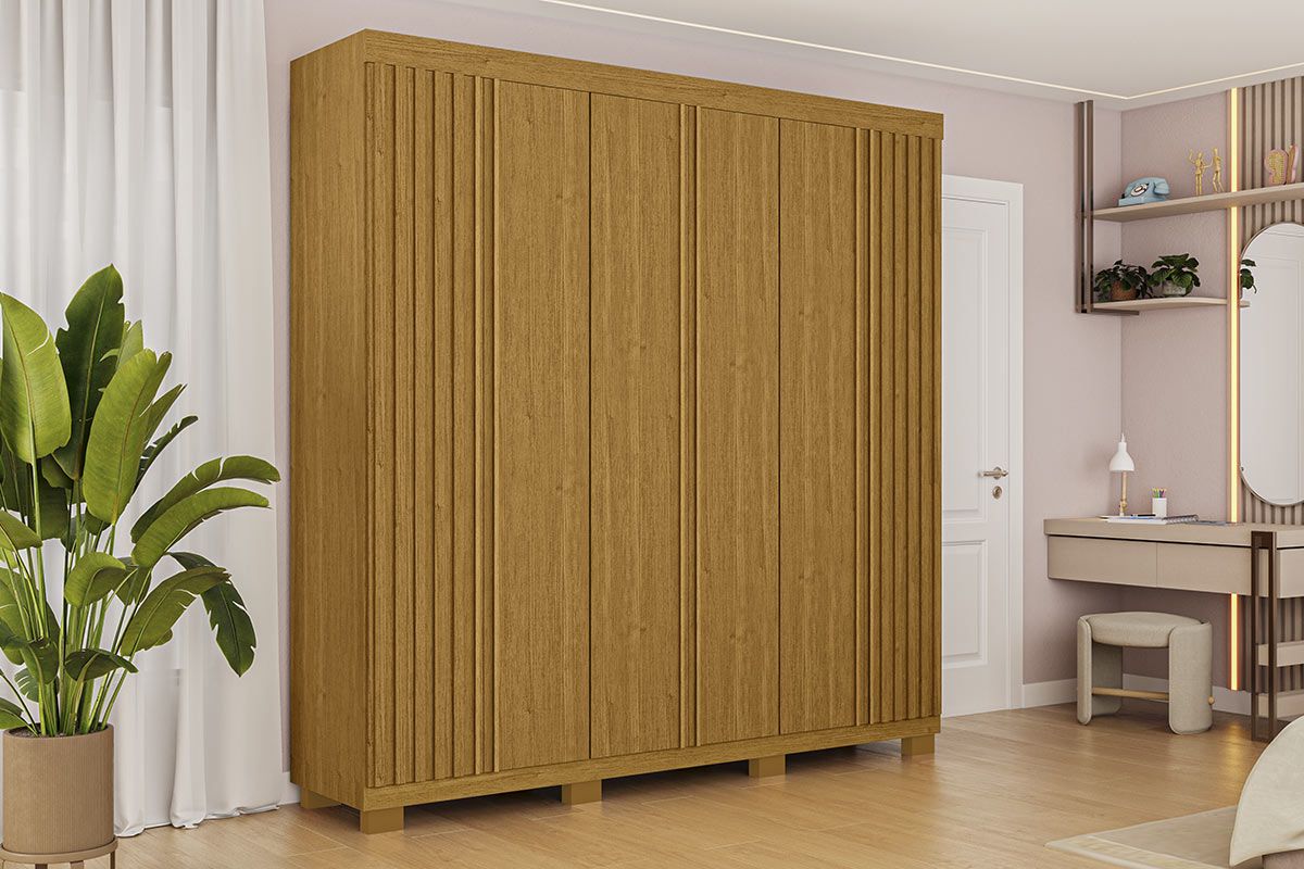 Guarda Roupa Casal 6 Portas (2 Ripadas) e 6 Gavetas Eliza ACPCinamomo