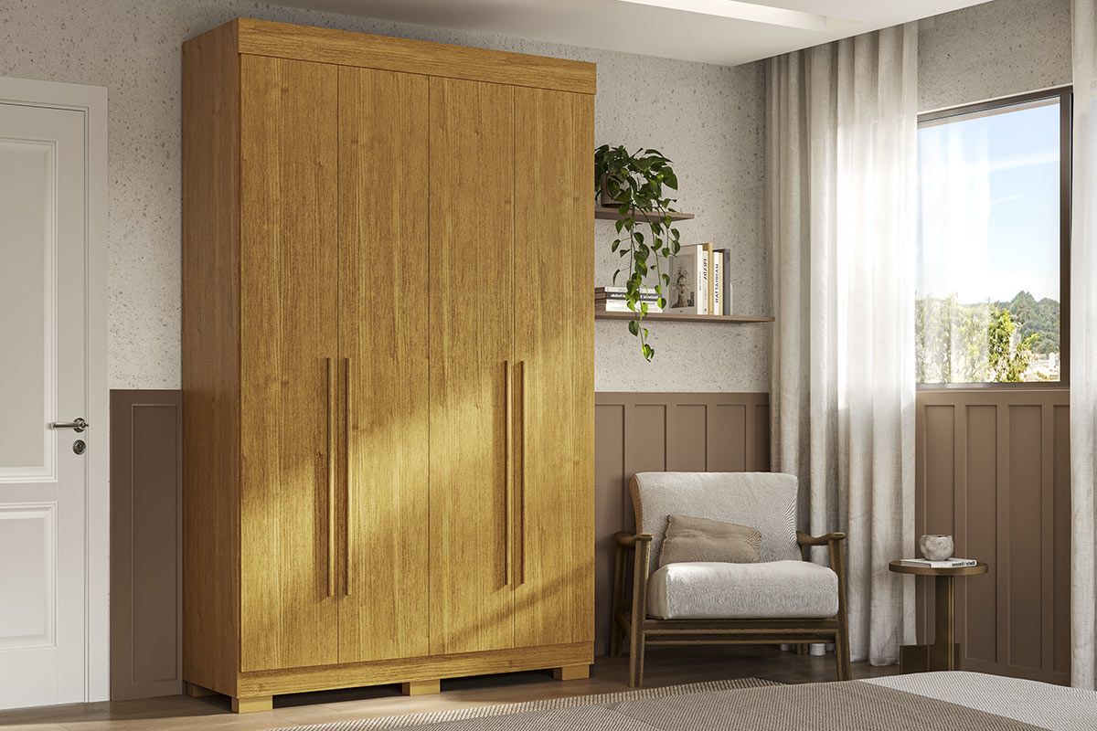 Guarda Roupa Solteiro 4 Portas e 2 Gavetas Ágata ACPCinamomo Guarda Roupa Solteiro 4 Portas e 2 Gavetas Ágata ACPCinamomo