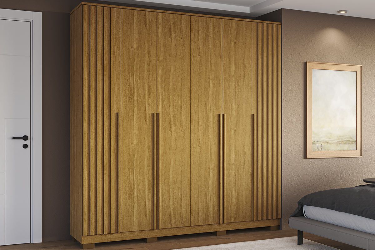 Guarda Roupa Casal 6 Portas (2 Ripadas) e 4 Gavetas Jamile ACPCinamomo Guarda Roupa Casal 6 Portas (2 Ripadas) e 4 Gavetas Jamile ACPCinamomo