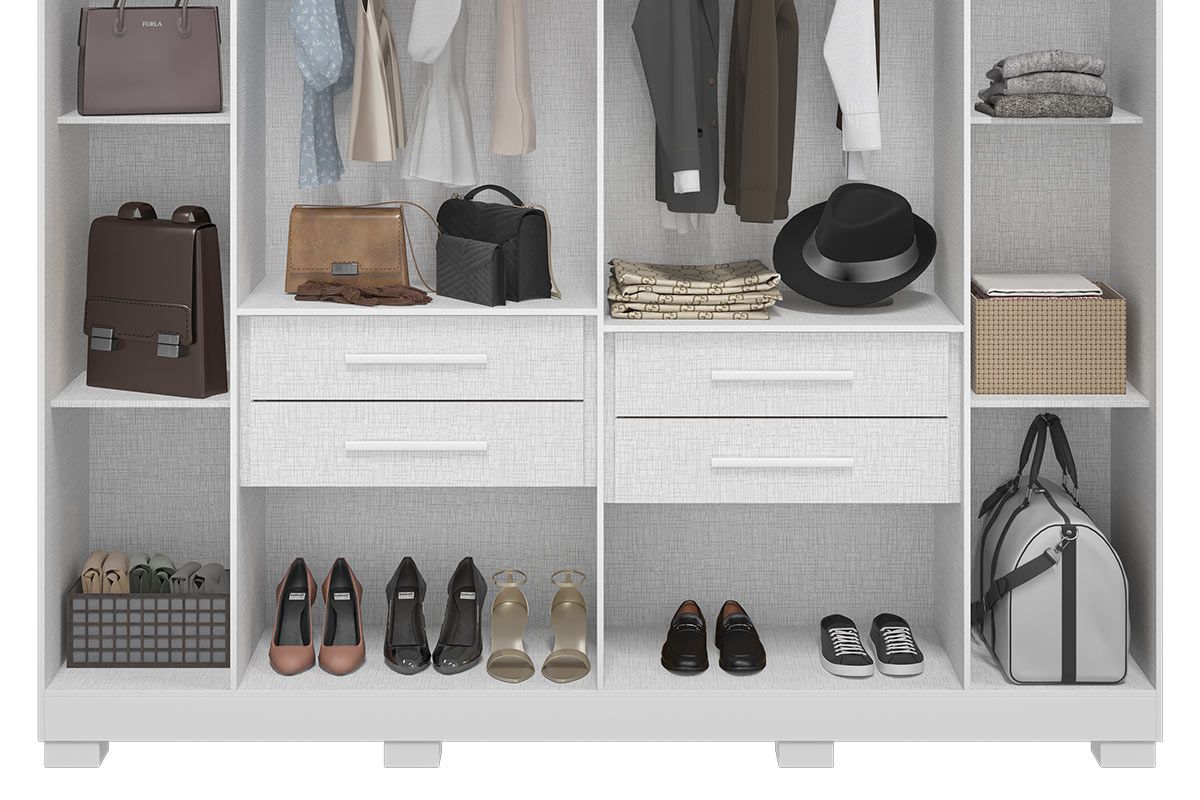 Guarda Roupa Casal 6 Portas (2 Ripadas) e 4 Gavetas Jamile ACP Guarda Roupa Casal 6 Portas (2 Ripadas) e 4 Gavetas Jamile ACP