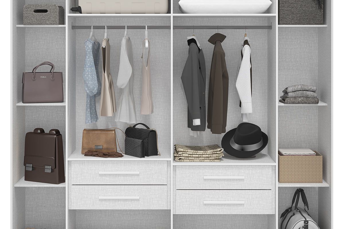Guarda Roupa Casal 6 Portas (2 Ripadas) e 4 Gavetas Jamile ACP Guarda Roupa Casal 6 Portas (2 Ripadas) e 4 Gavetas Jamile ACP