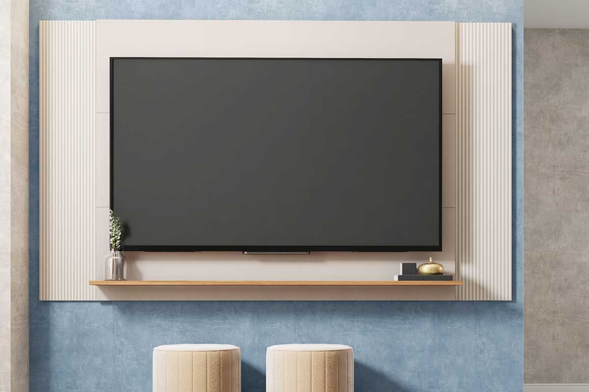 Painel Home p/ TV até 65 Pol Modrian Extensível c/Prateleira 136 à 180cm Caemmun