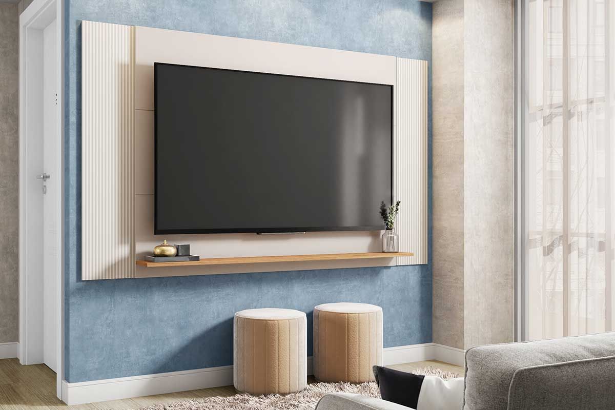 Painel Home p/ TV até 65 Pol Modrian Extensível c/Prateleira 136 à 180cm Caemmun