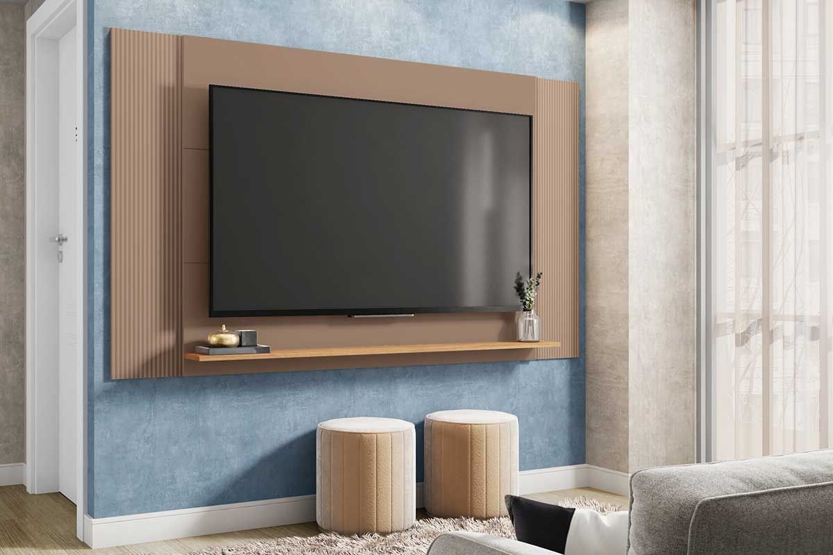 Painel Home p/ TV até 65 Pol Modrian Extensível c/Prateleira 136 à 180cm Caemmun