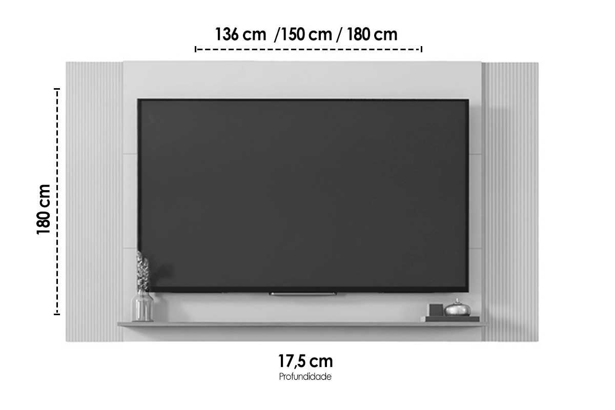 Painel Home p/ TV até 65 Pol Modrian Extensível c/Prateleira 136 à 180cm Caemmun