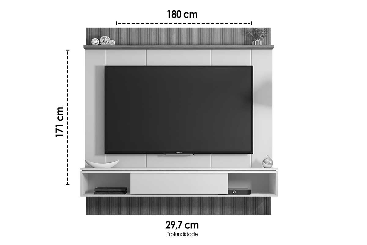 Painel Home p/ TV até 65 Pol Vênus Ripado c/1 Porta e 2 Nichos 180x171cm Caemmun Painel Home p/ TV até 65 Pol Vênus Ripado c/1 Porta e 2 Nichos 180x171cm Caemmun