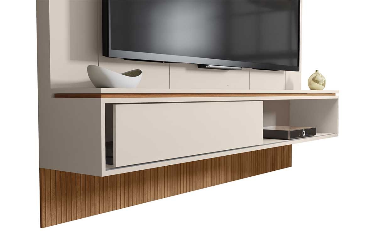 Painel Home p/ TV até 65 Pol Vênus Ripado c/1 Porta e 2 Nichos 180x171cm Caemmun Painel Home p/ TV até 65 Pol Vênus Ripado c/1 Porta e 2 Nichos 180x171cm Caemmun