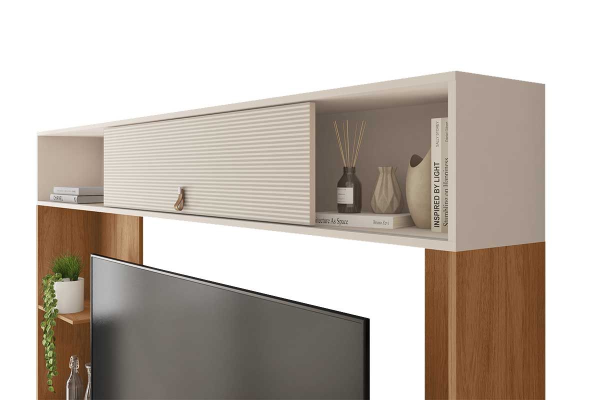 Home p/ TV até 65 Pol Sinfonia c/3 Portas e 7 Nichos 200x203cm CaemmunFreijo/Off White Mr