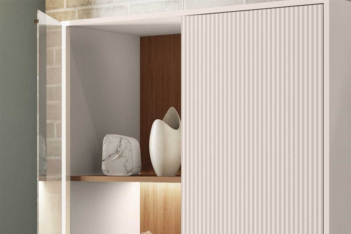 Rack Bancada p/ TV até 45 Pol Mondrian 1.36 c/1 Porta e 2 Nichos 136cm Caemmun