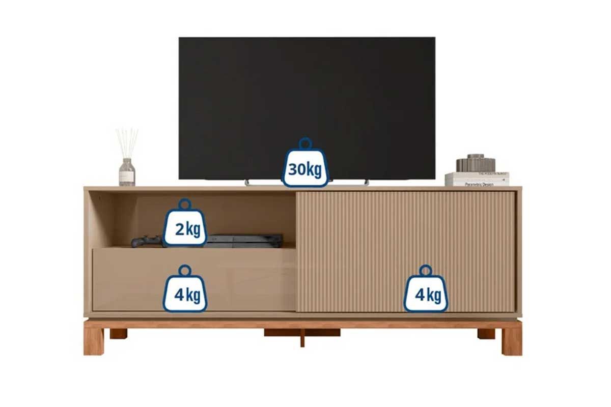 Rack Bancada p/ TV até 55 Pol Mondrian 1.5 c/1 Porta e 1 Gaveta 150cm Caemmun