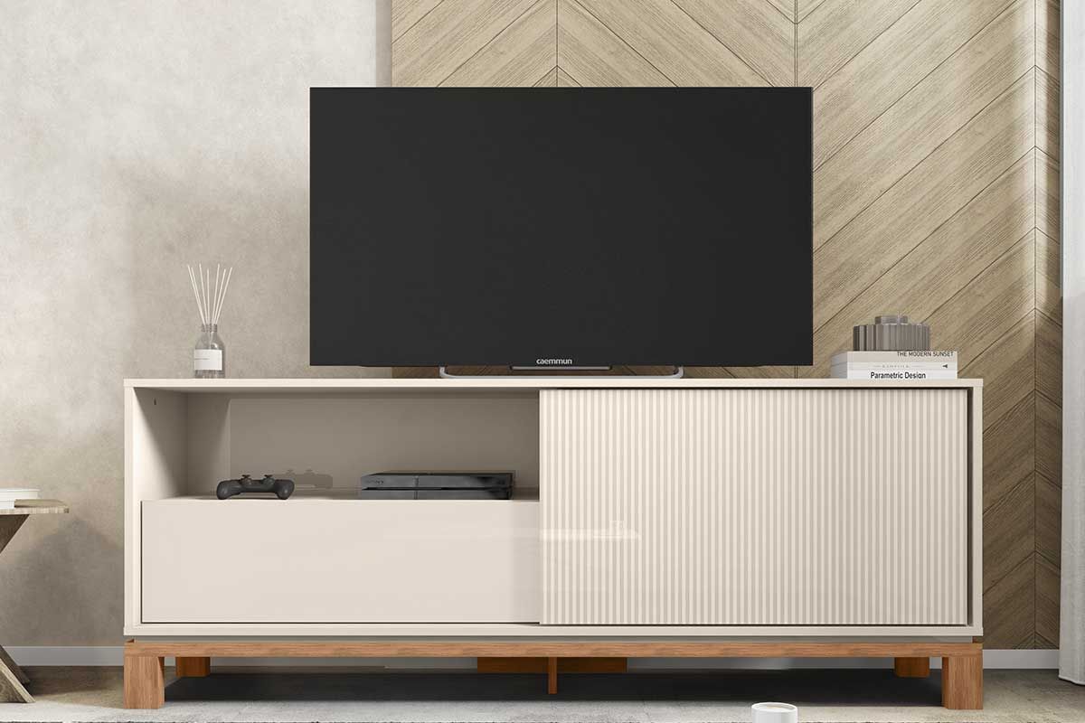 Rack Bancada p/ TV até 55 Pol Mondrian 1.5 c/1 Porta e 1 Gaveta 150cm Caemmun