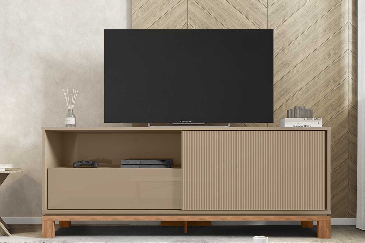 Rack Bancada p/ TV até 55 Pol Mondrian 1.5 c/1 Porta e 1 Gaveta 150cm Caemmun