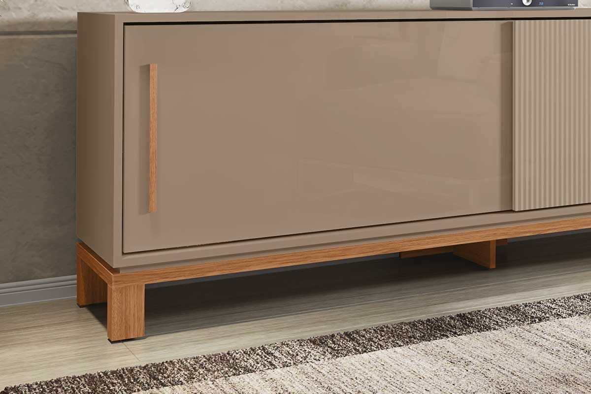 Rack Bancada p/ TV até 65 Pol Mondrian 1.8 c/2 Portas e Pés Cavalete 180cm Caemmun