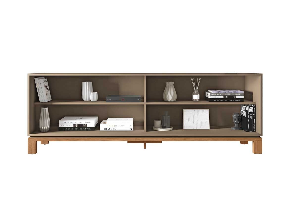 Rack Bancada p/ TV até 65 Pol Mondrian 1.8 c/2 Portas e Pés Cavalete 180cm CaemmunSued Mr/Freijo