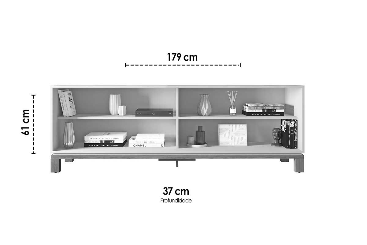 Rack Bancada p/ TV até 65 Pol Mondrian 1.8 c/2 Portas e Pés Cavalete 180cm Caemmun