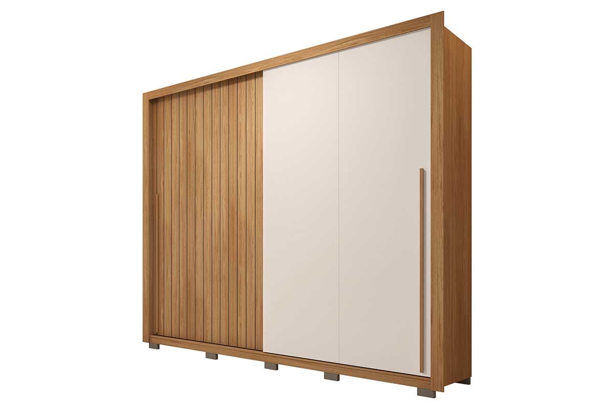 Guarda Roupa Casal 2 Portas de Correr (1 Ripada) e 4 Gavetas Moviment 2.4 Caemmun