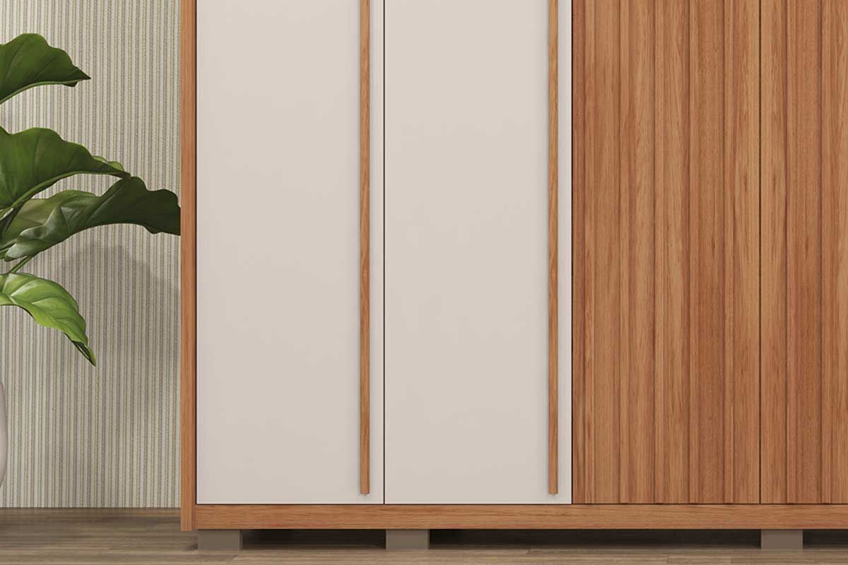 Guarda Roupa Casal 6 Portas (2 Ripadas) e 6 Gavetas Poseidon Caemmun