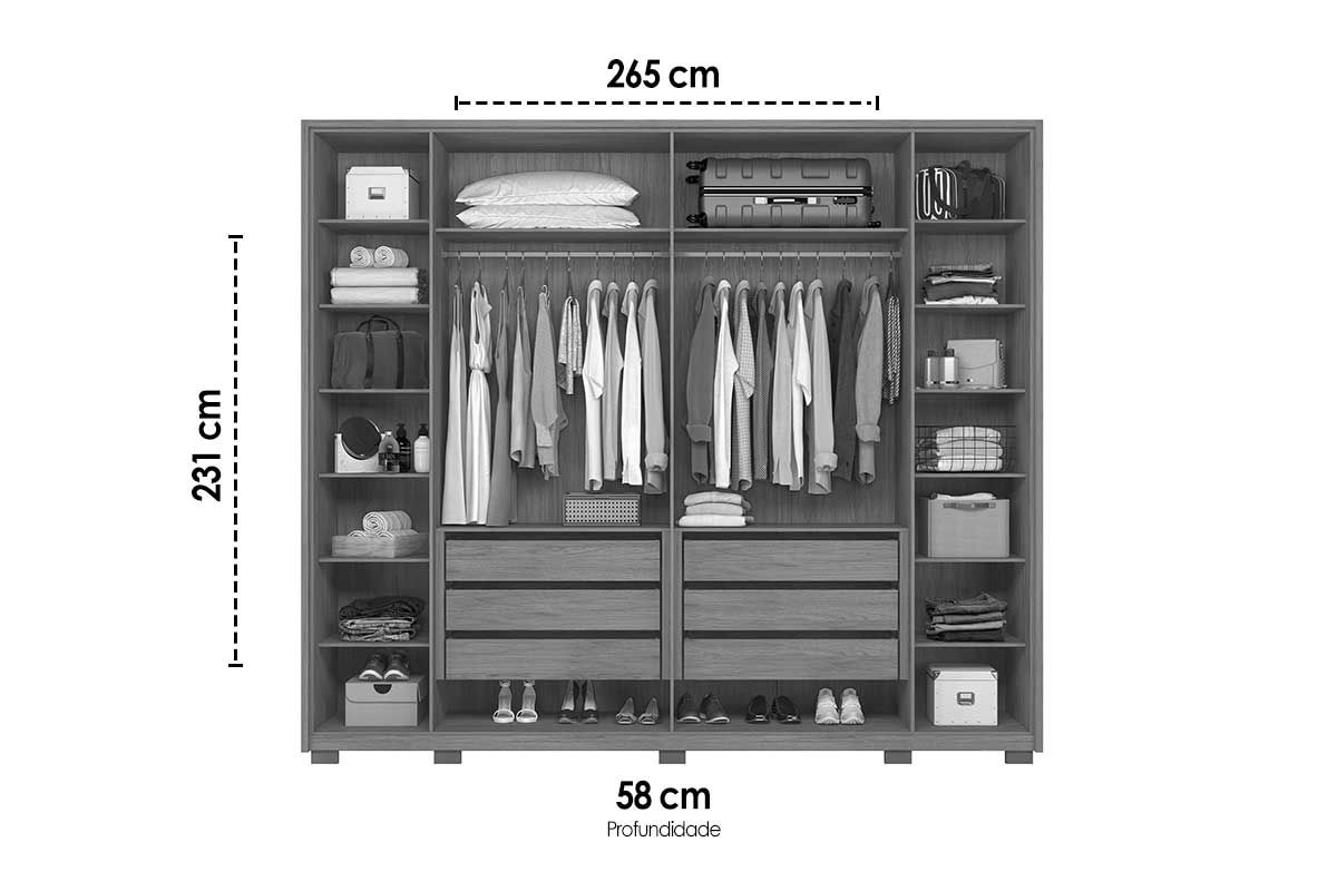 Guarda Roupa Casal 6 Portas e 6 Gavetas Milanus Caemmun Guarda Roupa Casal 6 Portas e 6 Gavetas Milanus Caemmun