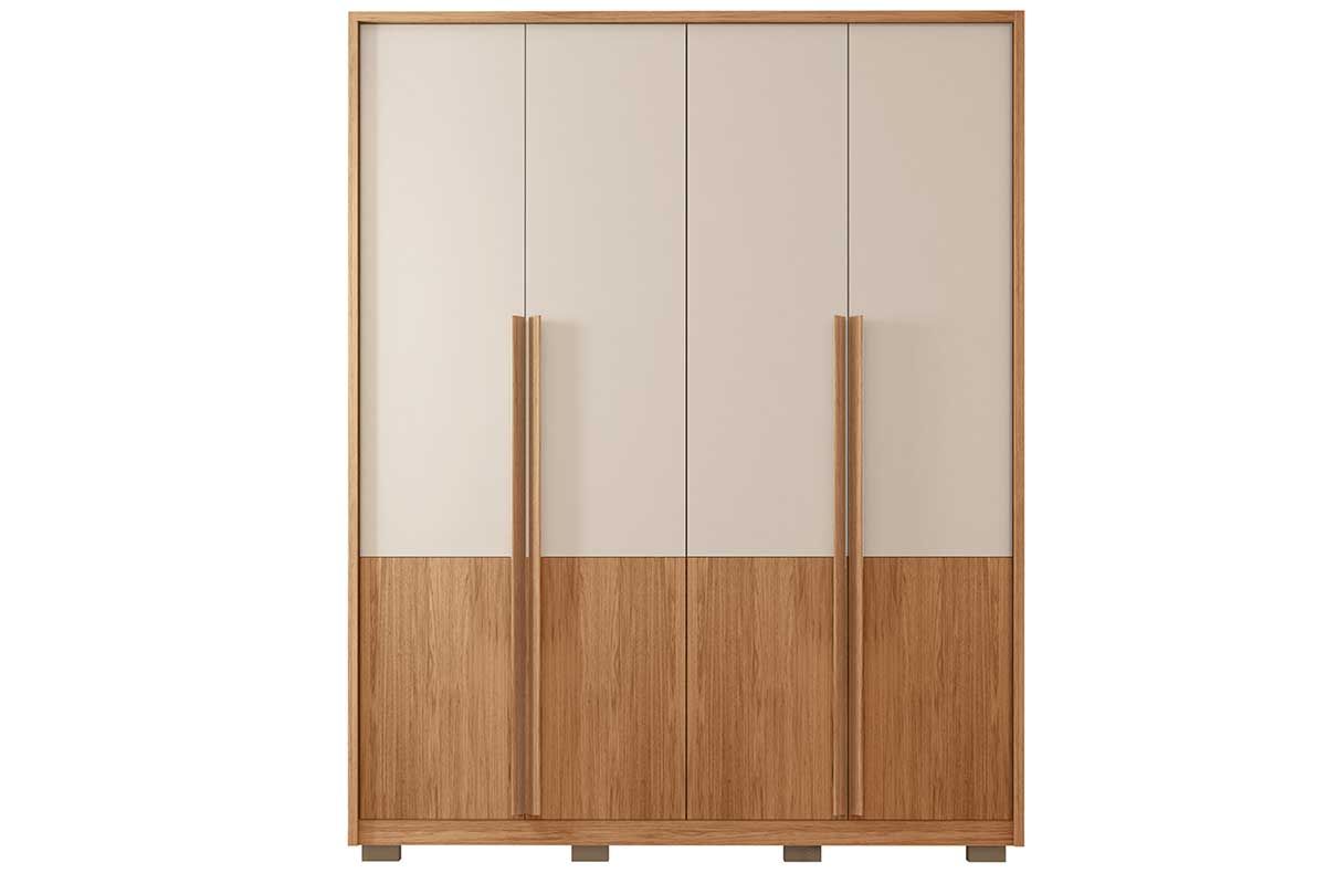 Guarda Roupa Solteiro 4 Portas (2 Ripadas) e 3 Gavetas Francis 1.8 Caemmun