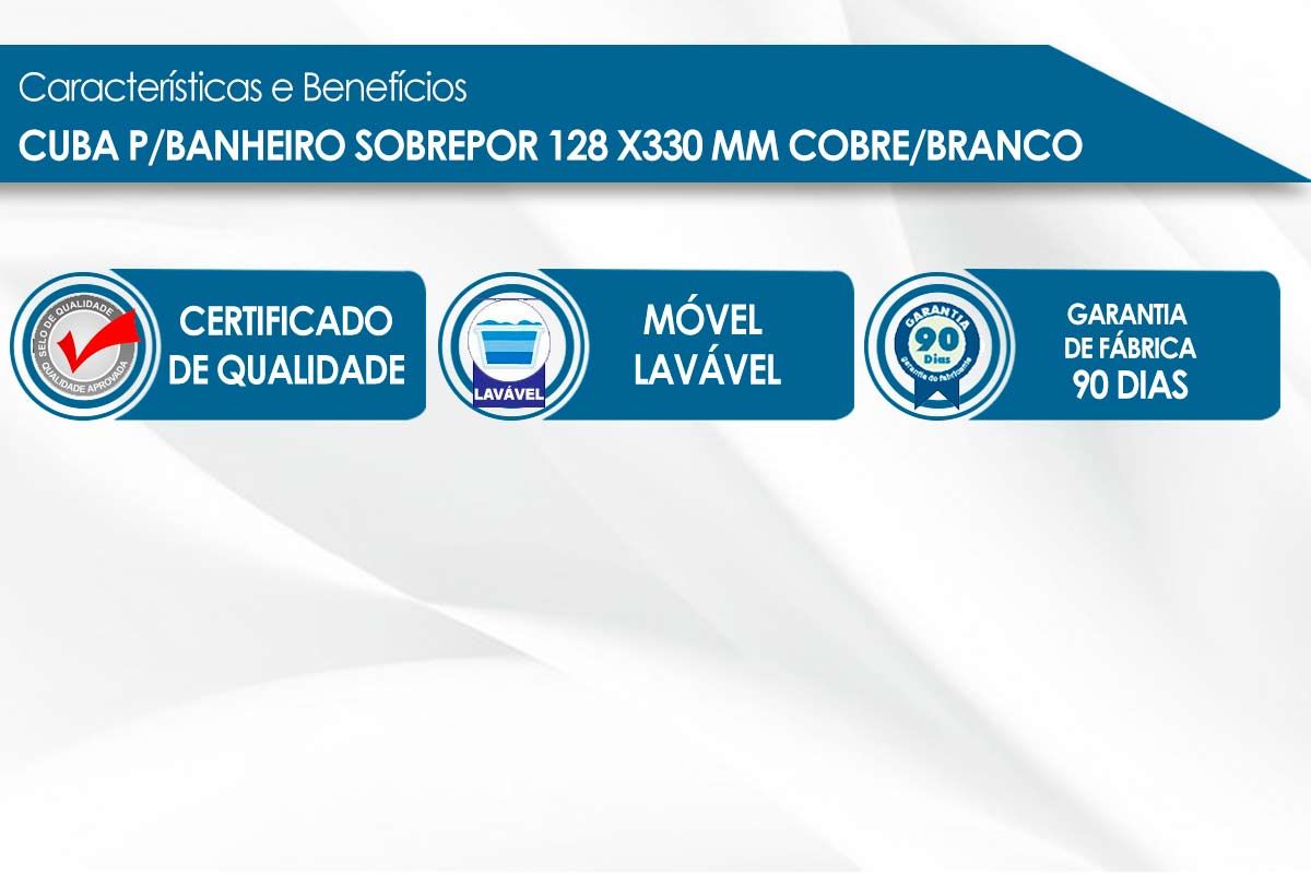 Cuba p/ Pia de Banheiro de Sobrepor BN3675 33cm Tecno Mobili