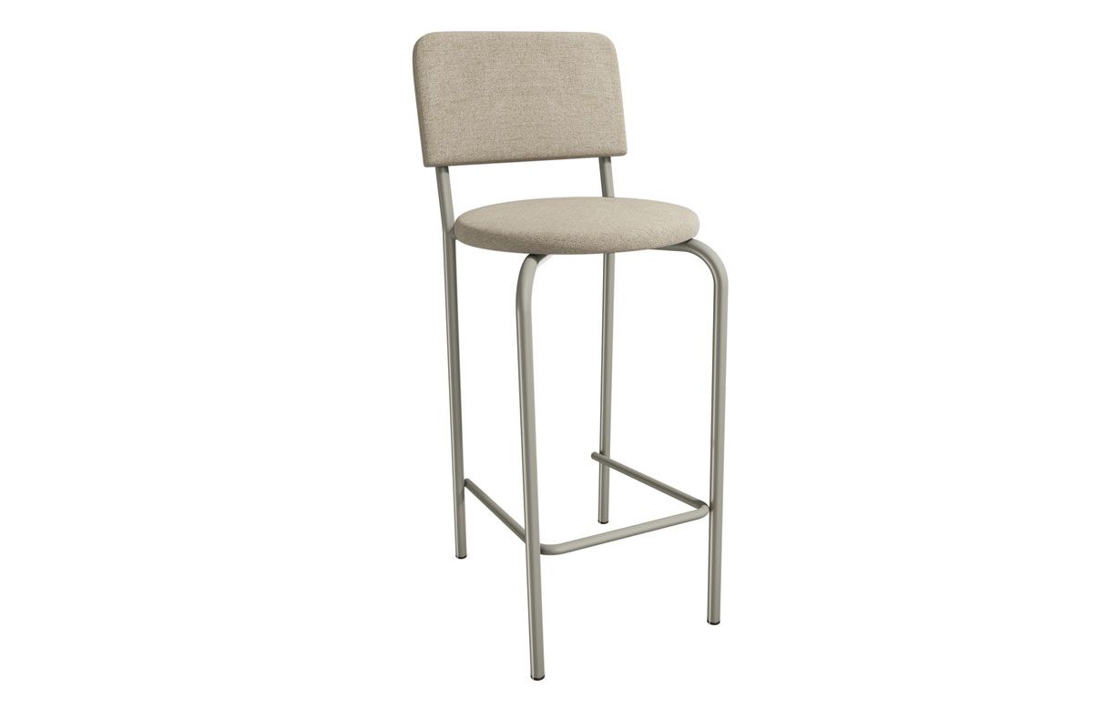 Banqueta Sala de Jantar Capri 1B715NK Aço 1 Un KappesbergNiquel/Linho Bege Fendi