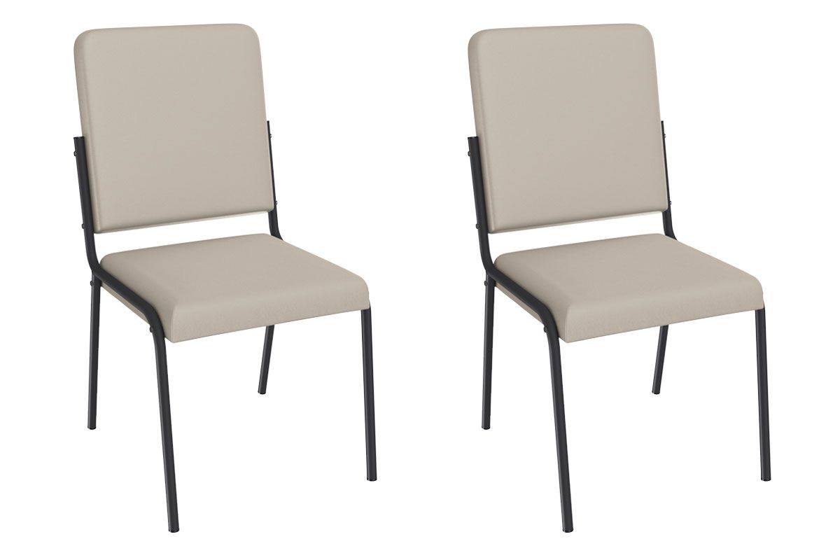 Cadeira Jantar Genebra 2C129PRF Aço Kit 2 Un KappesbergPreto/Corano Bege Cadeira Jantar Genebra 2C129PRF Aço Kit 2 Un KappesbergPreto/Corano Bege