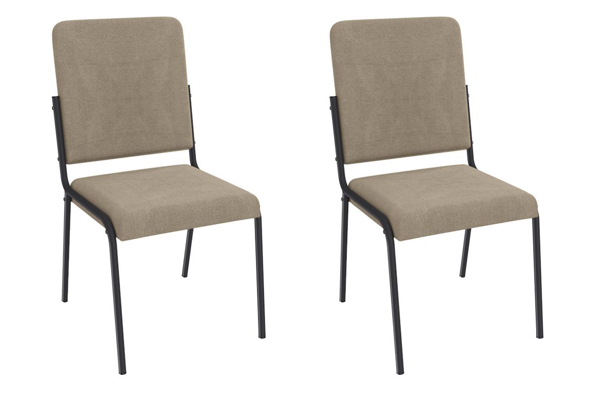 Cadeira Jantar Genebra 2C129PRF Aço Kit 2 Un KappesbergPreto/Linho Bege Fendi Cadeira Jantar Genebra 2C129PRF Aço Kit 2 Un KappesbergPreto/Linho Bege Fendi