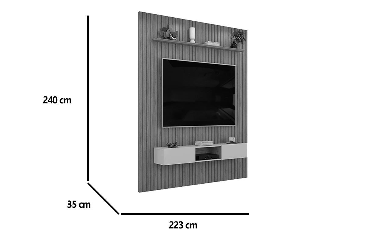 Rack Bancada c/Painel p/ TV Trento 230x240cm - DJ Móveis Rack Bancada c/Painel p/ TV Trento 230x240cm - DJ Móveis