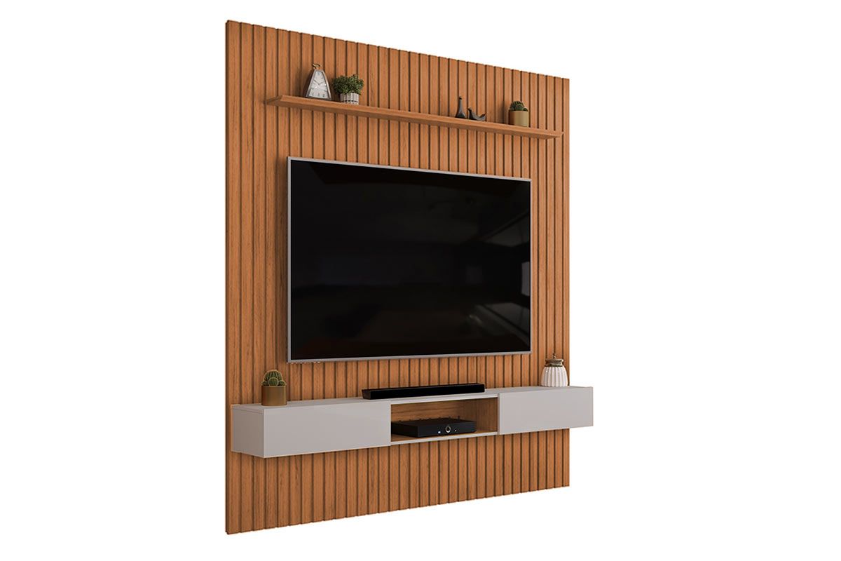 Rack Bancada c/Painel p/ TV Trento 250x240cm - DJ Móveis