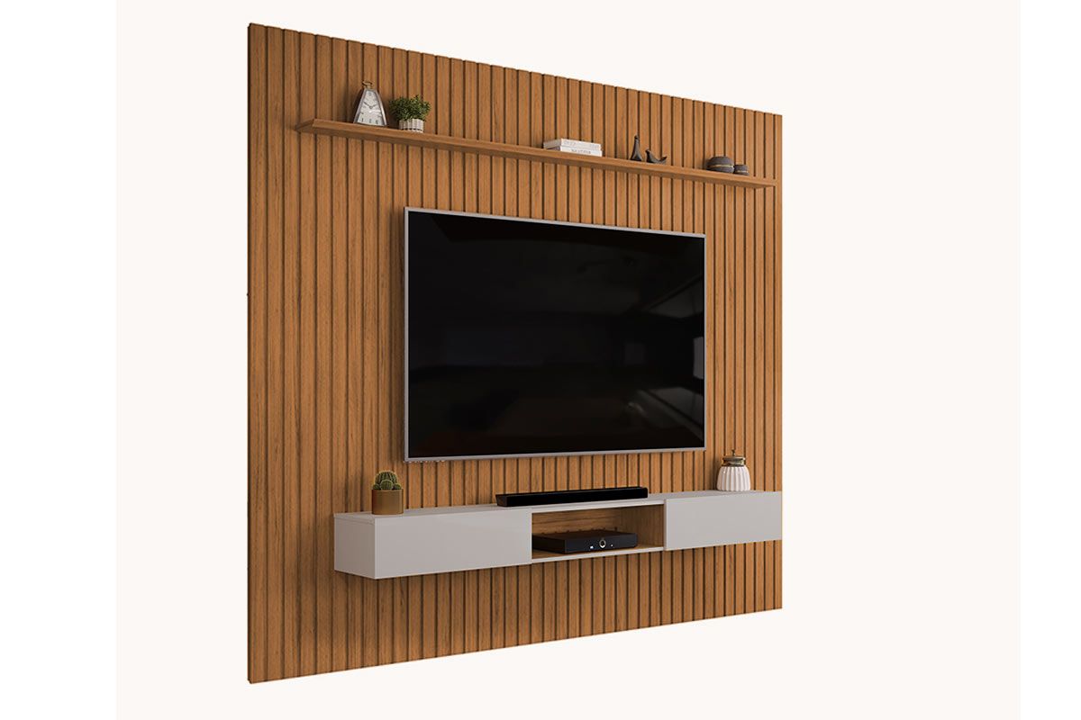 Rack Bancada c/Painel p/ TV Trento 275x240cm - DJ Móveis