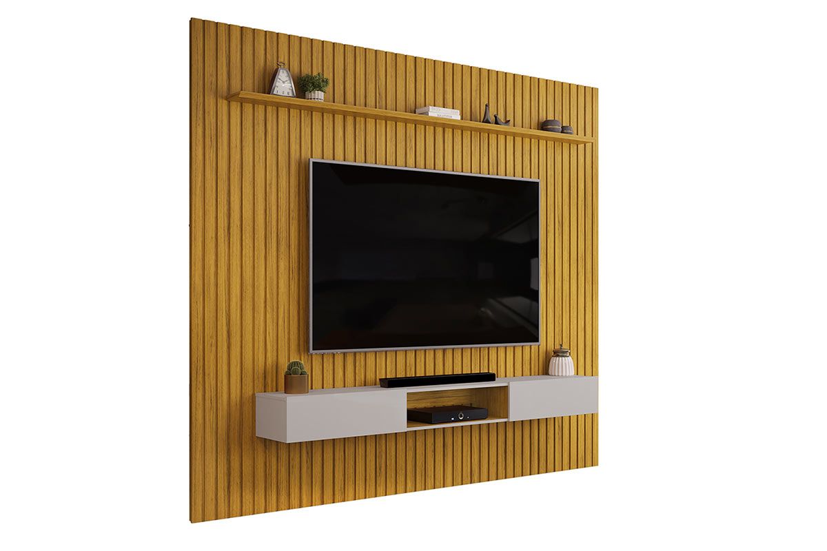Rack Bancada c/Painel p/ TV Trento 275x240cm - DJ Móveis