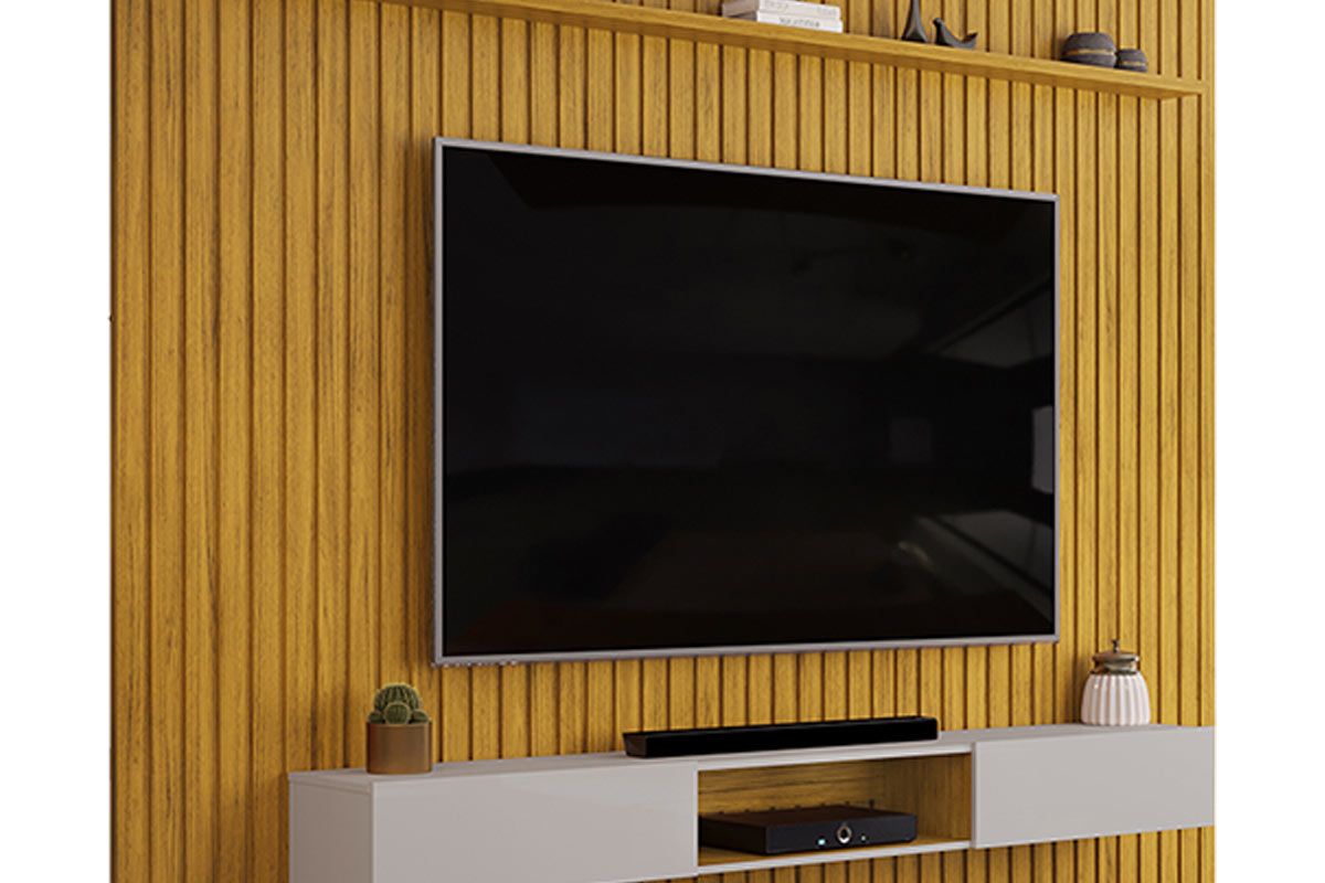 Rack Bancada c/Painel p/ TV Trento 275x240cm - DJ Móveis
