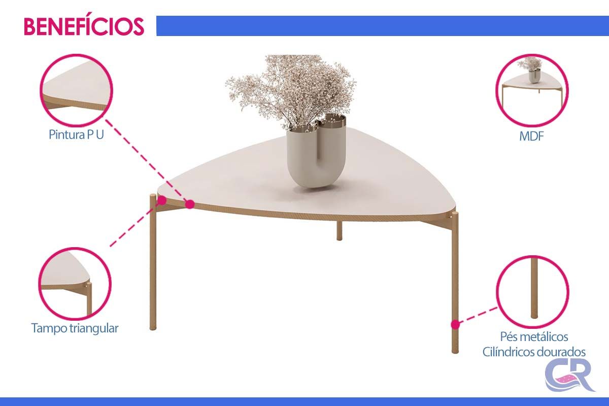 Mesa Centro Sala Iza e Bela DJ Móveis