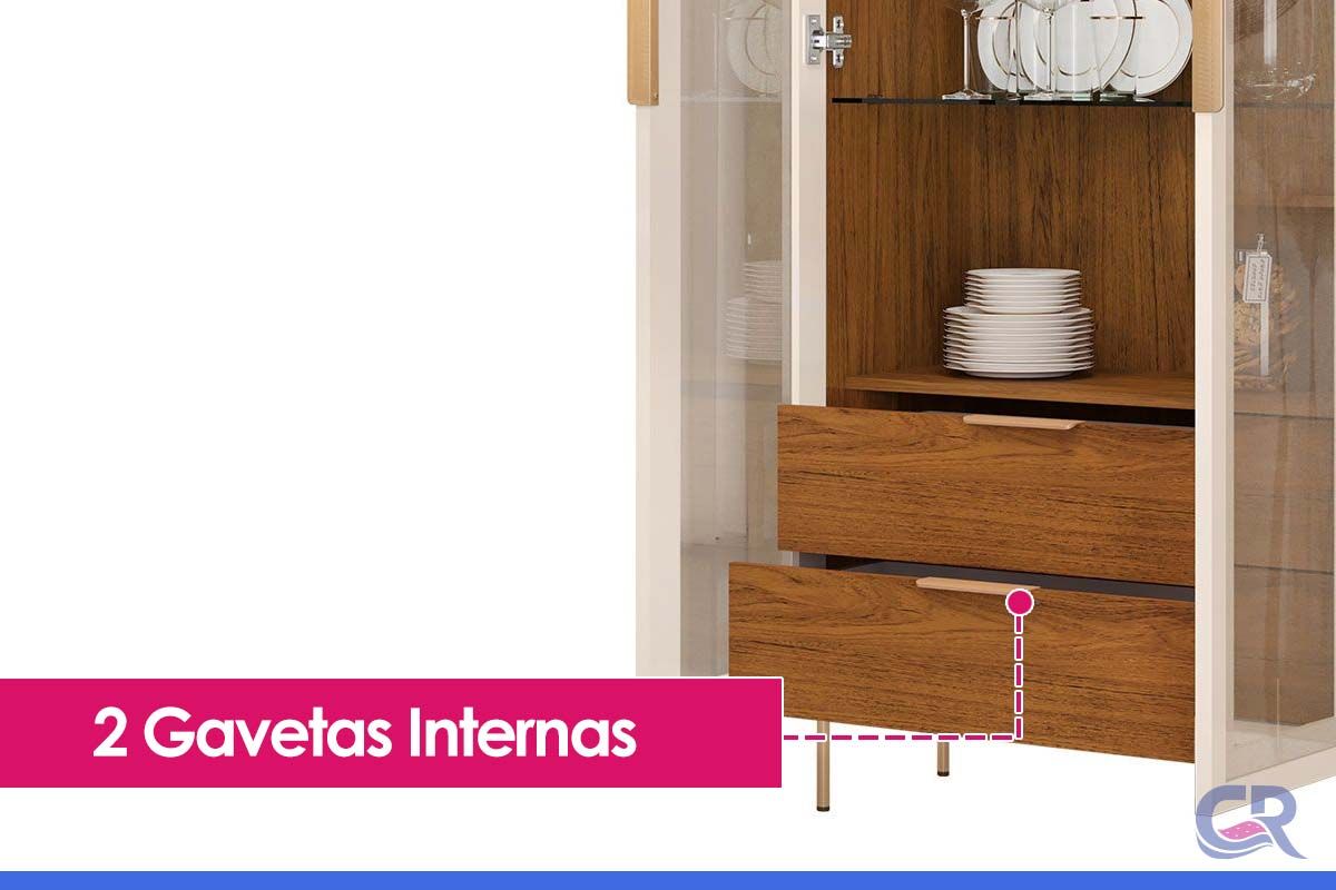 Cristaleira Sala Jantar Olivia c/2 Portas 80cm DJ Móveis Cristaleira Sala Jantar Olivia c/2 Portas 80cm DJ Móveis