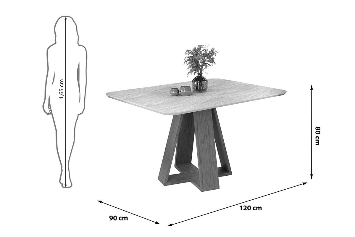 Mesa Jantar Celeste c/Tampo MDF Curvo 120cm DJ Móveis Mesa Jantar Celeste c/Tampo MDF Curvo 120cm DJ Móveis