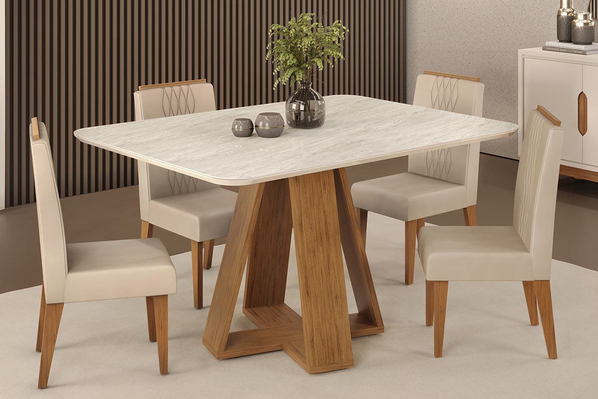 Mesa Jantar Celeste c/Tampo MDF Curvo 120cm DJ Móveis Mesa Jantar Celeste c/Tampo MDF Curvo 120cm DJ Móveis
