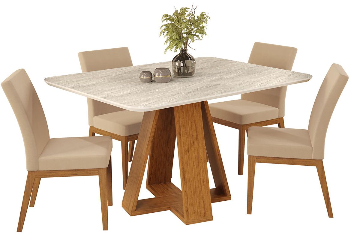 Mesa Jantar Celeste c/Tampo MDF Curvo 120cm DJ Móveis Mesa Jantar Celeste c/Tampo MDF Curvo 120cm DJ Móveis