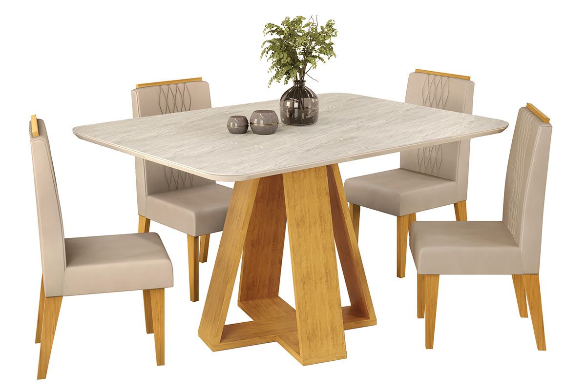 Mesa Jantar Celeste c/Tampo MDF Curvo 120cm DJ Móveis Mesa Jantar Celeste c/Tampo MDF Curvo 120cm DJ Móveis