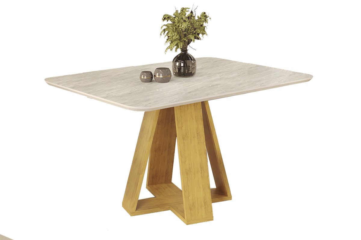 Mesa Jantar Celeste c/Tampo MDF Curvo 120cm DJ MóveisCedro/Quartzo Mesa Jantar Celeste c/Tampo MDF Curvo 120cm DJ MóveisCedro/Quartzo