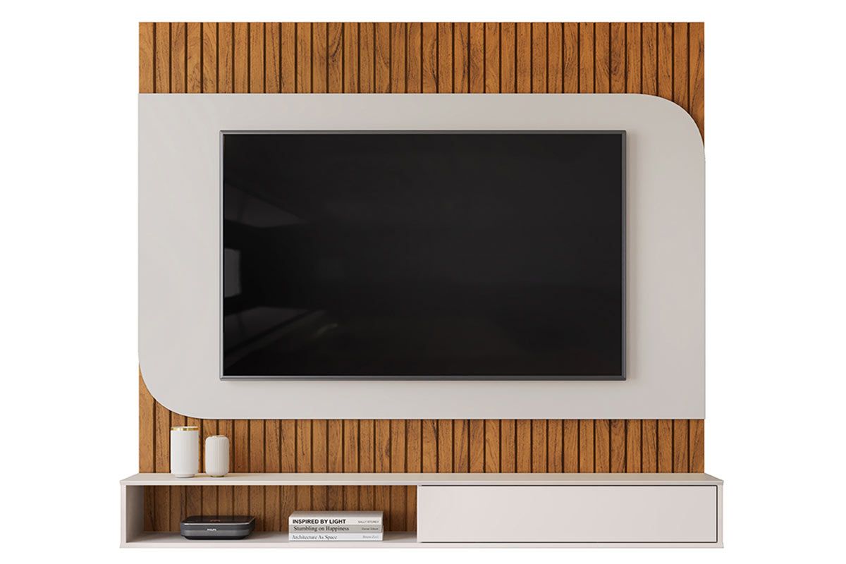 Painel Home p/ TV até 65 Pol Tom 150x139cm DJ MóveisFreijo/Off White