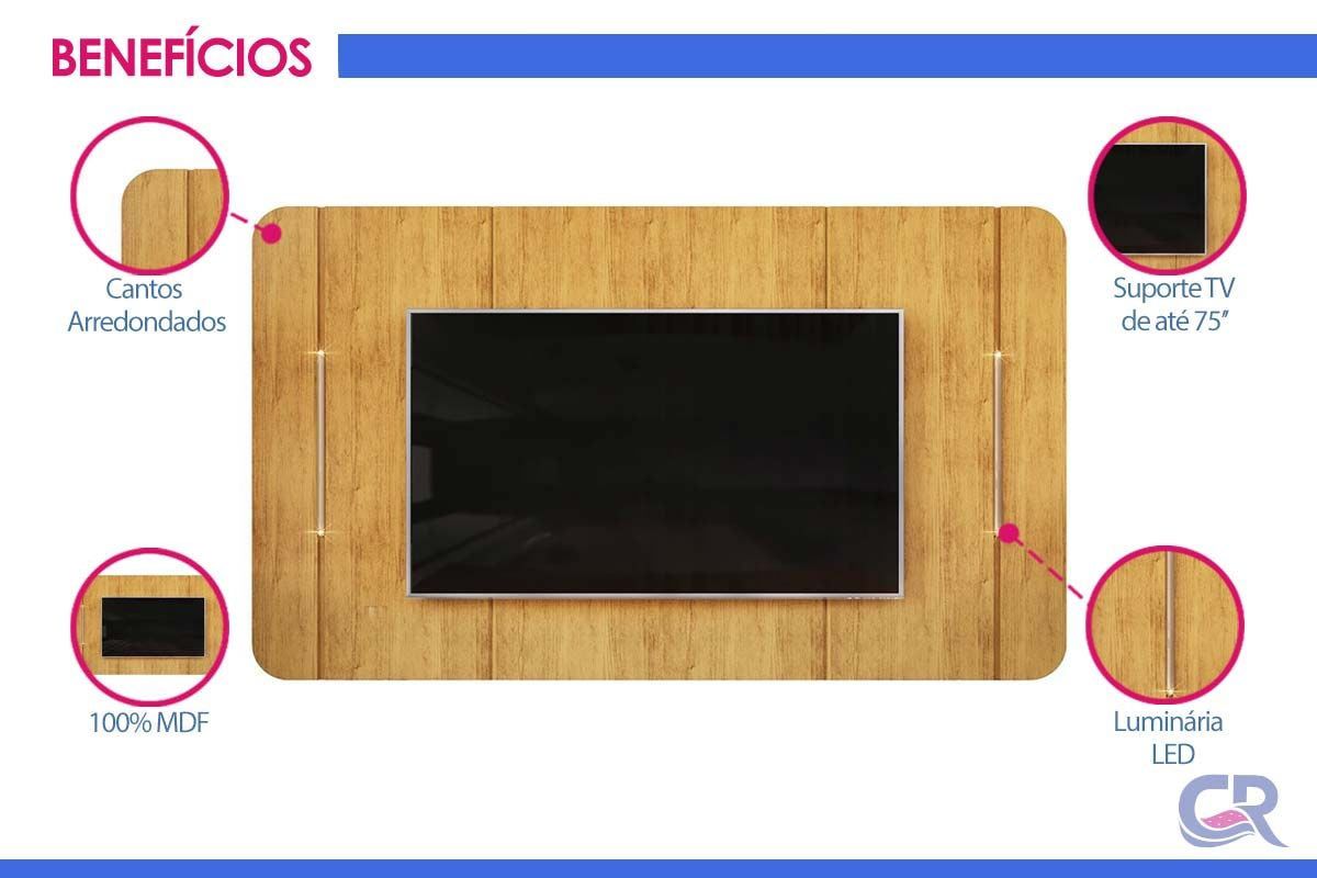 Painel Home p/ TV até 75 Pol Areta 218x132cm - DJ Móveis Painel Home p/ TV até 75 Pol Areta 218x132cm - DJ Móveis