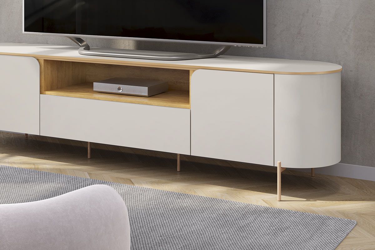 Rack Bancada p/ TV até 75 Pol Areta c/2 Portas 218x57cm DJ Móveis